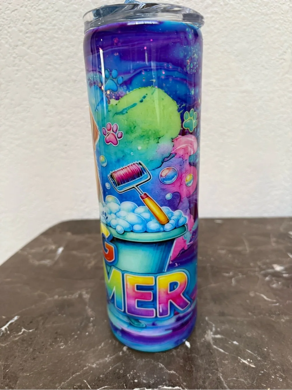 Watercolor Golden Retriever Dog Groomer 30 oz Tumbler Cup Handmade